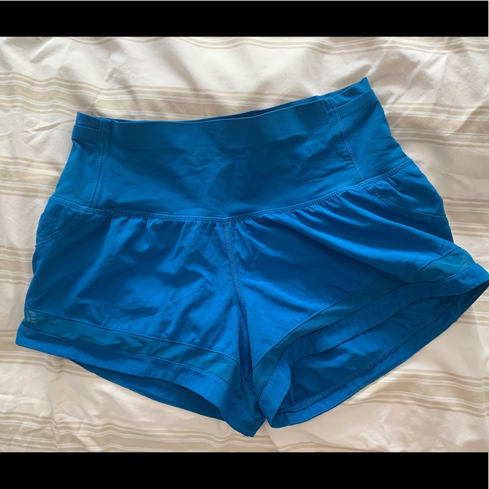 Blue Lululemon running shorts size 6